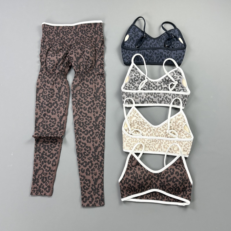 Yoga Fitness Zumba - 2Pcs HISTELLO Leopard Print Workout Set