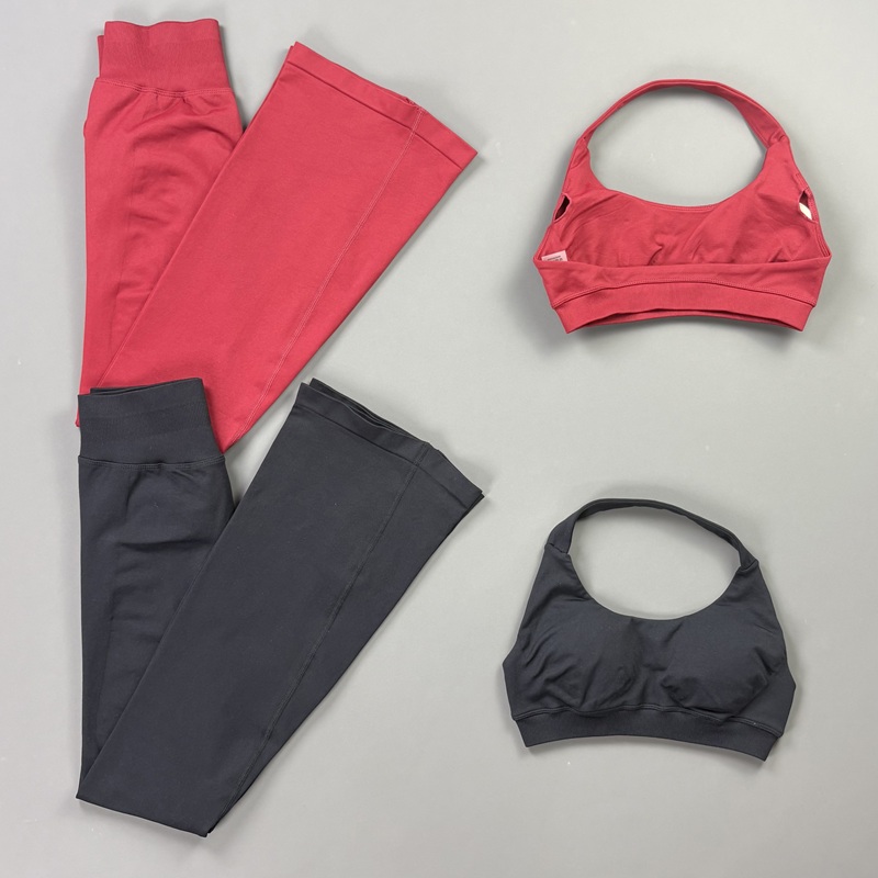 2Pcs Gym Flares Pants Set High - Yoga Fitness Zumba avaliação e preço