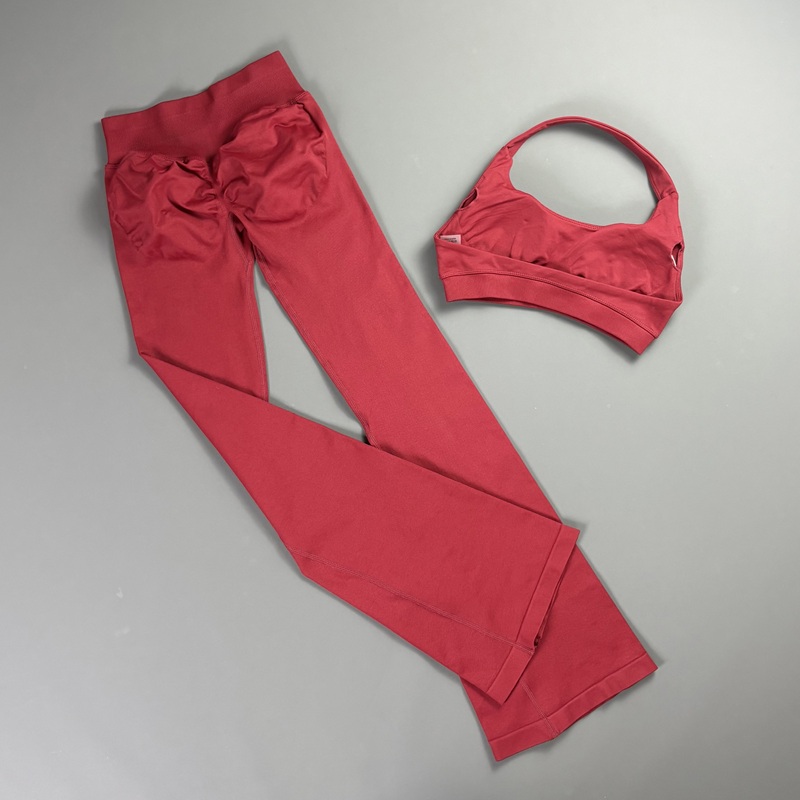 2Pcs Gym Flares Pants Set High - Yoga Fitness Zumba avaliação e preço