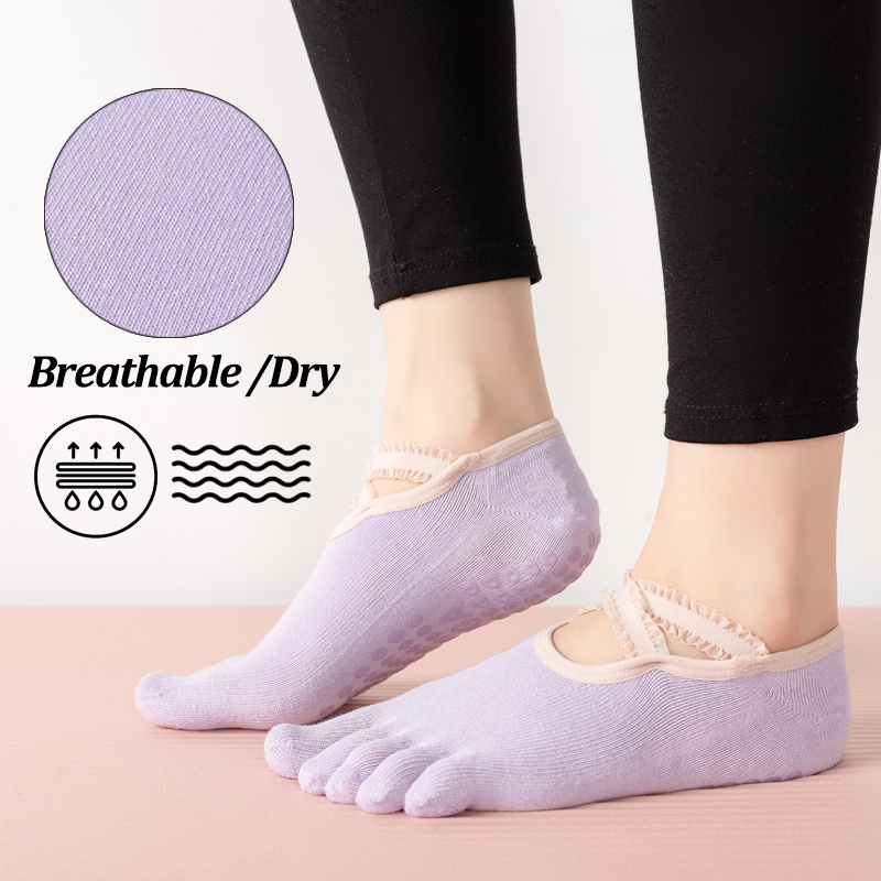 Ladies Non-Slip Pilates Socks  - Yoga Fitness Dance avaliação e preço