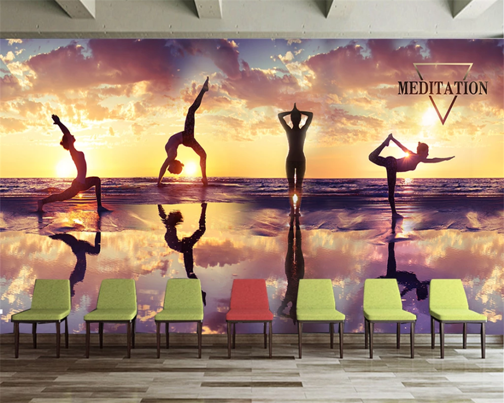 3d wallpaper mural sunset suns - Yoga Fitness Club avaliação e preço