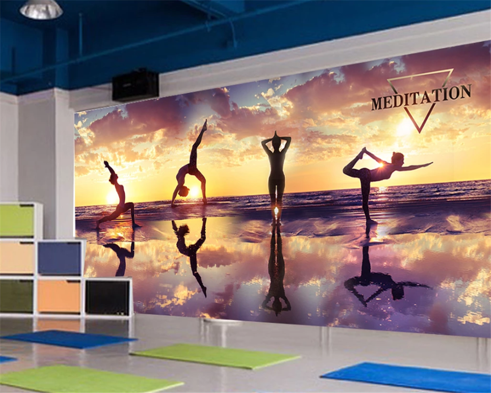 3d wallpaper mural sunset suns - Yoga Fitness Club avaliação e preço
