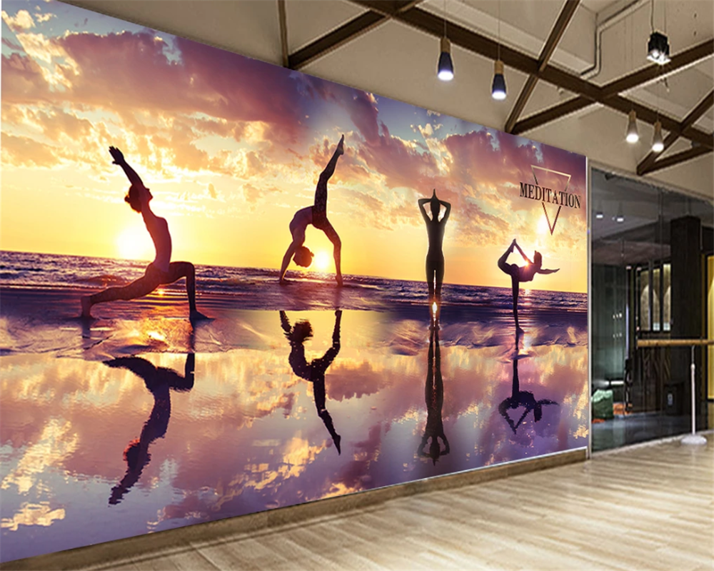 3d wallpaper mural sunset suns - Yoga Fitness Club avaliação e preço