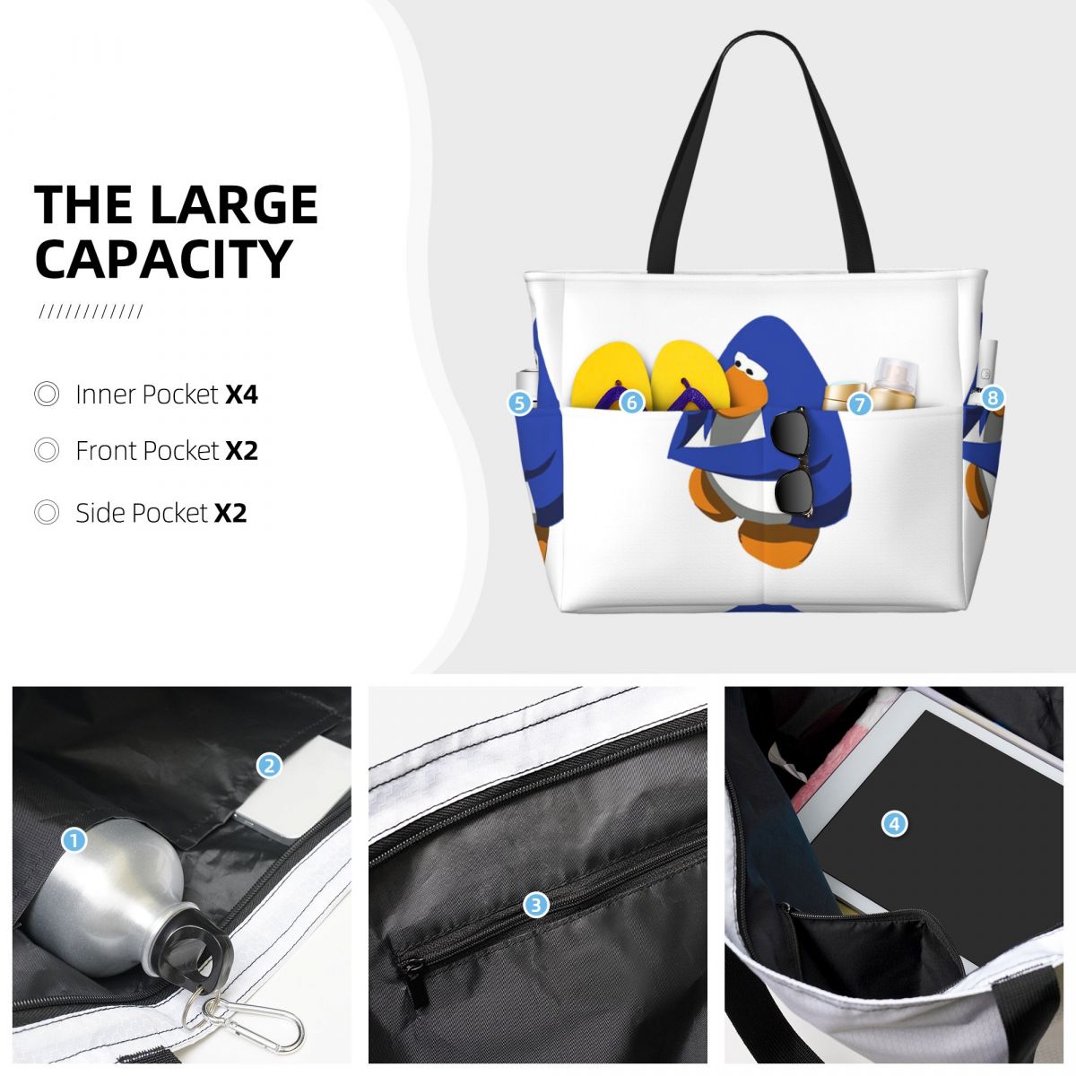 Club Penguin BOI Beach Tote Ba - Yoga Fitness Club avaliação e preço