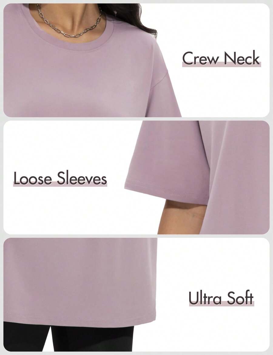 Plus Size Women Loose Fit Crew - Yoga Fitness Plus avaliação e preço