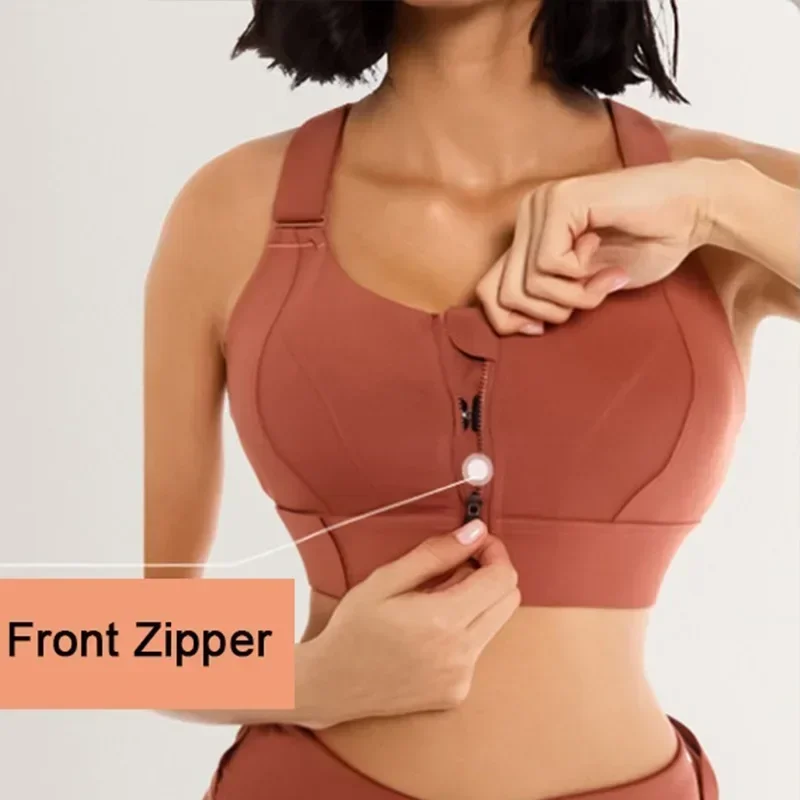 Front Zipper Women Sports Bra  - Yoga Fitness Plus avaliação e preço
